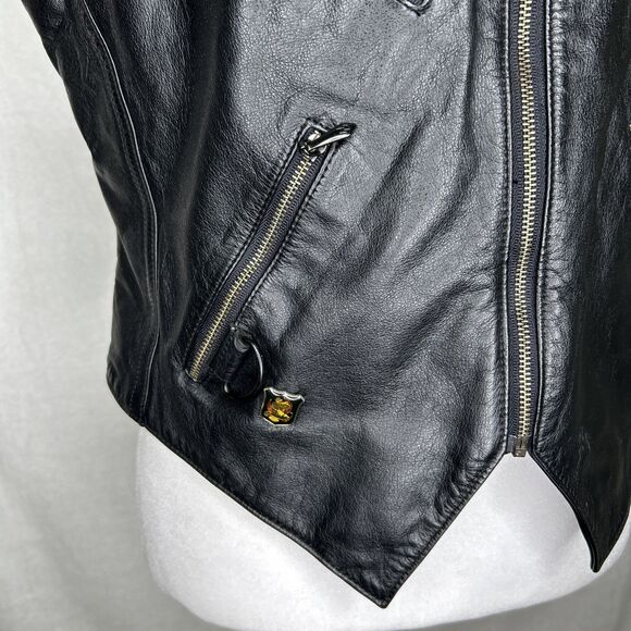 Harley Davidson Women's Leather Black Vest Lace Up Back - Picture 4 of 16